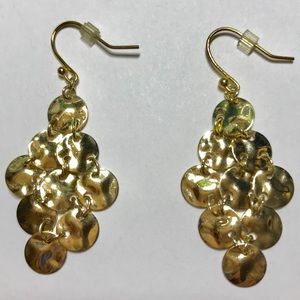 NWOT Dangly Hammered Style Gold Earrings
